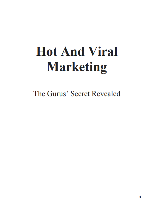 Hot And Viral Marketing- Elance eBooks